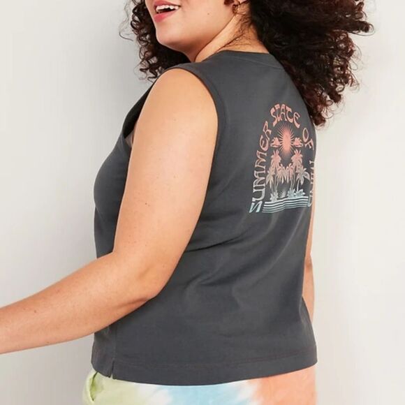 Old Navy XS Grey Graphic summer state of mind muscle tank - Picture 1 of 6